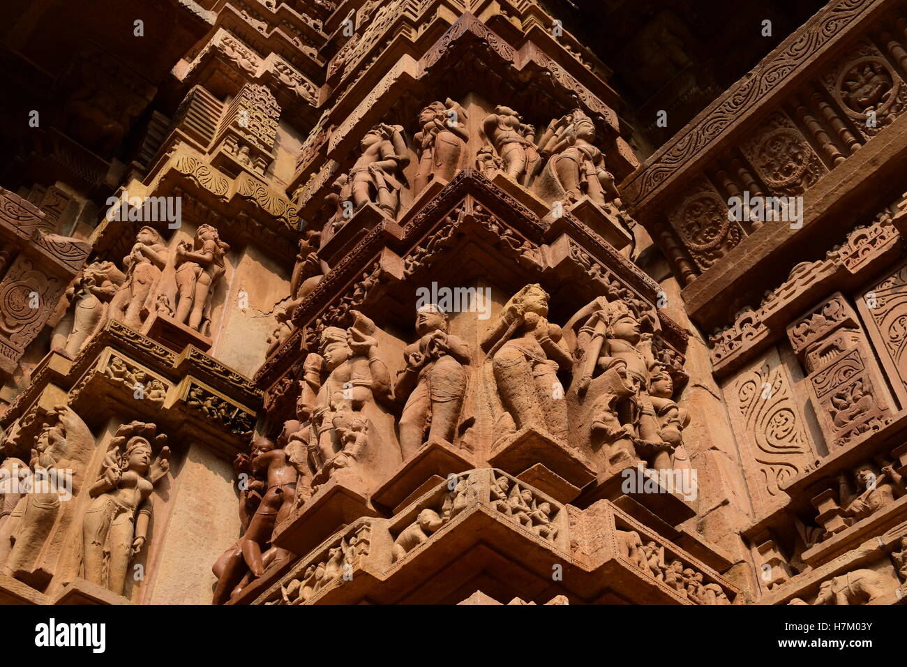 Beautiful Stone carving artwork statues in Khajuraho Temple Madhya