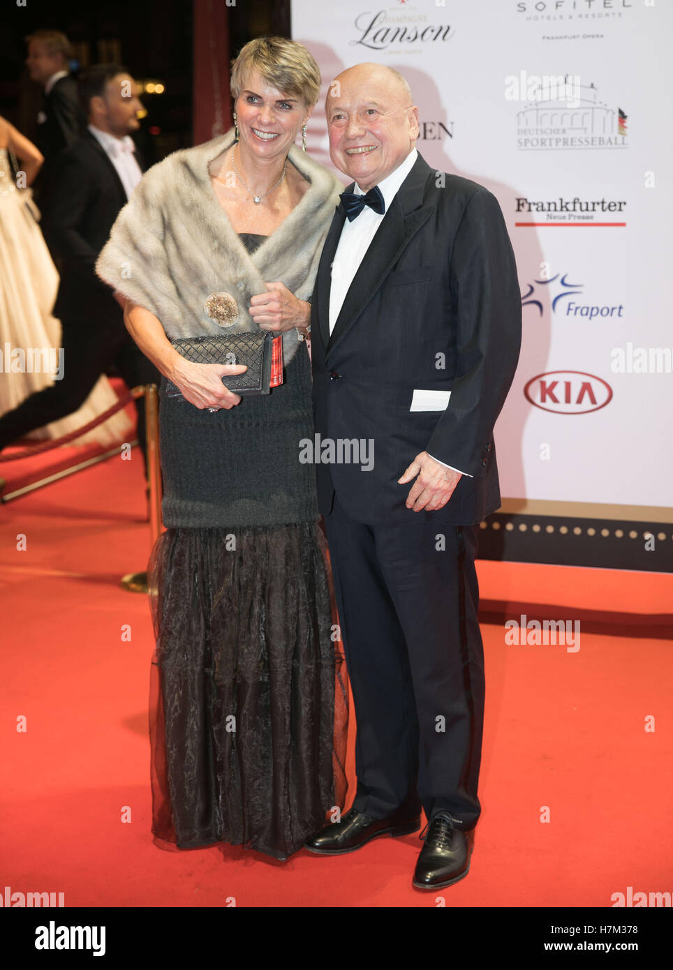 Banker Friedrich von Metzler and his wife Sylvia arrive for the German Sports Press Ball at the Old Opera in Frankfurt/Main, Germany, 5 November 2016. PHOTO: FRANK RUMPEHORST/dpa Stock Photo