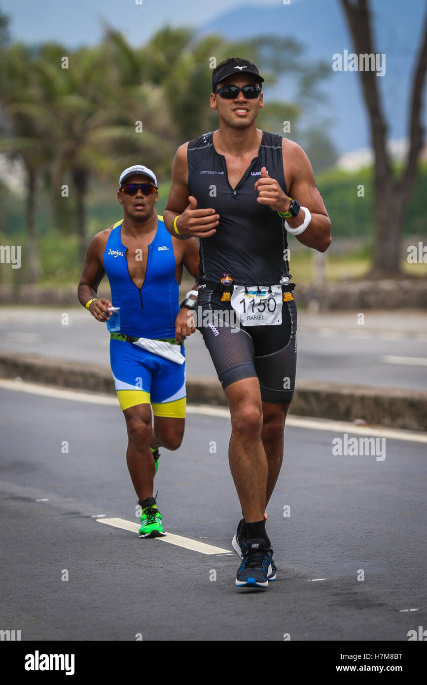 Rio De Janeiro, Brazil. 06th Nov, 2016. Athletes during the race the Ironman  70.3, also known as Ironman Half (Half Ironman), is a form of triathlon  middle distance, with 1.9 km of