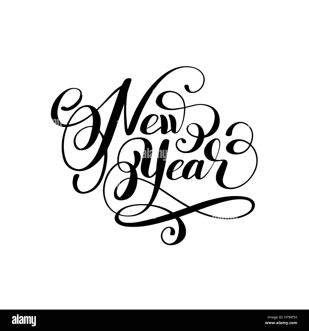 new year holiday calligraphy handwritten inscription Stock Vector
