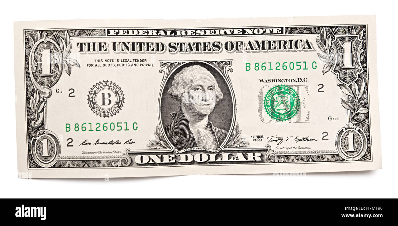 1 dollar isolated on white background Stock Photo