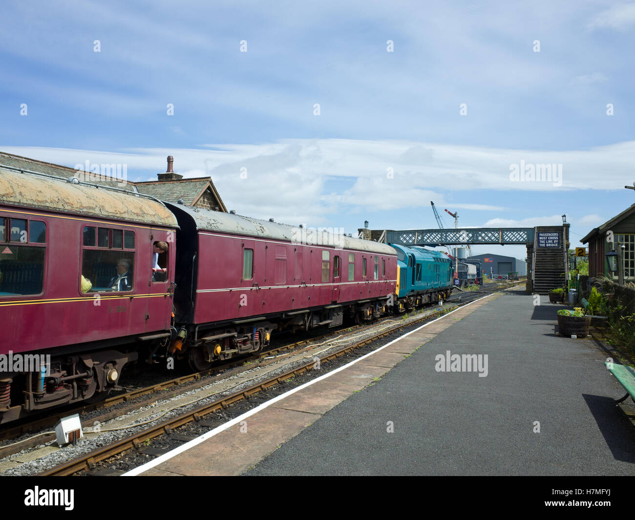 Diesel passenger train Embassy & Bolton Abbey Steam Railway, near Skipton North Yorkshire UK Stock Photo