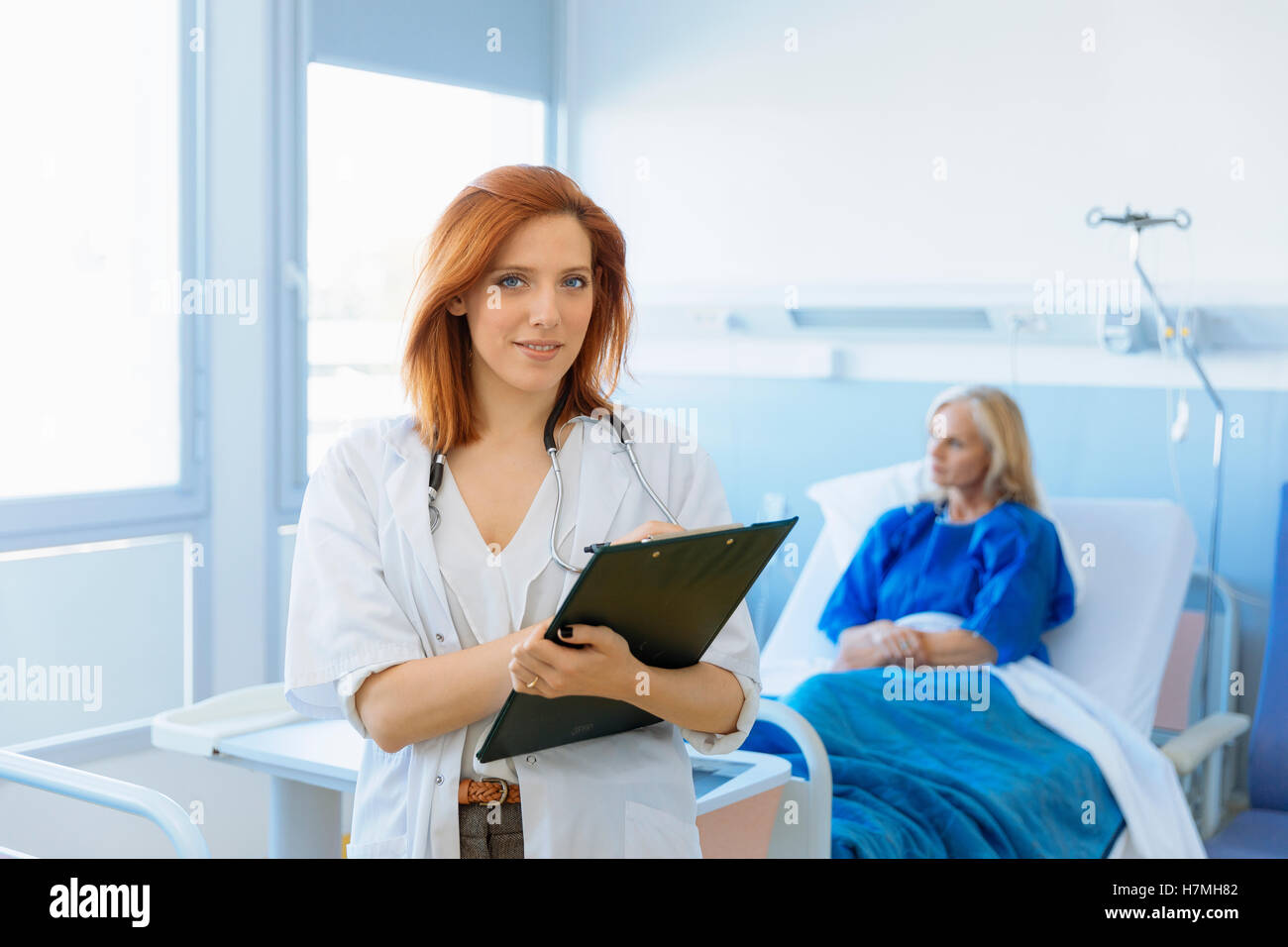 Portrait of a female doctor in hospital Stock Photo