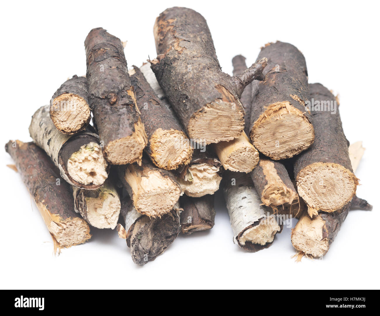 stack of firewood isolated on white background Stock Photo - Alamy