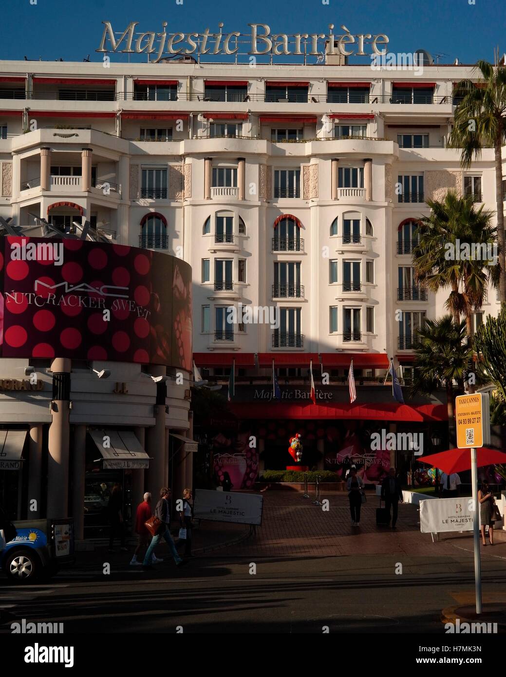 2016. CANNES, FRANCE. COTE D'AZUR RESORT HOTEL FACADE OF THE FAMOUS HOTEL