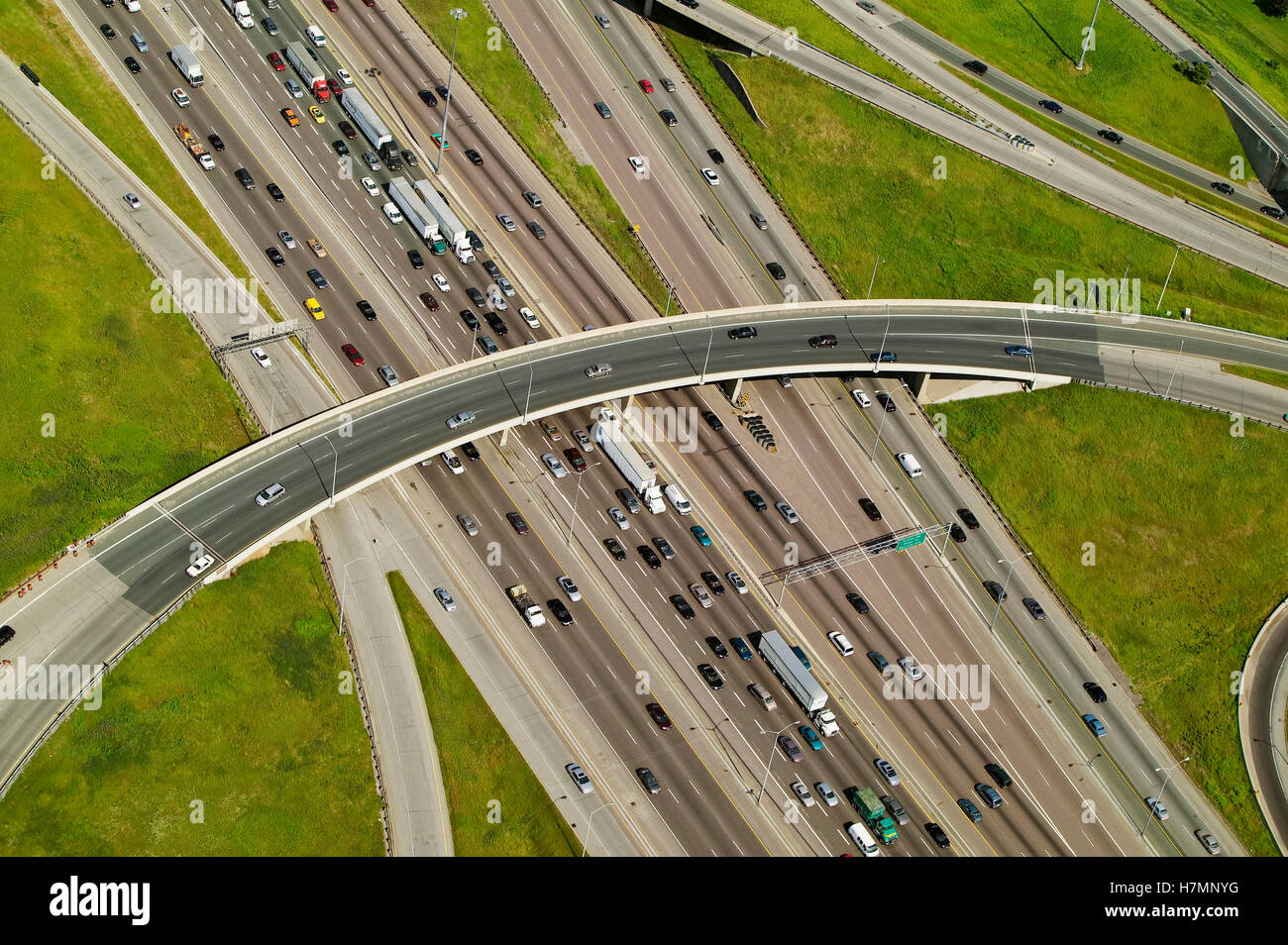 Aerial view of highway 401 ,Toronto Ontario Stock Photo