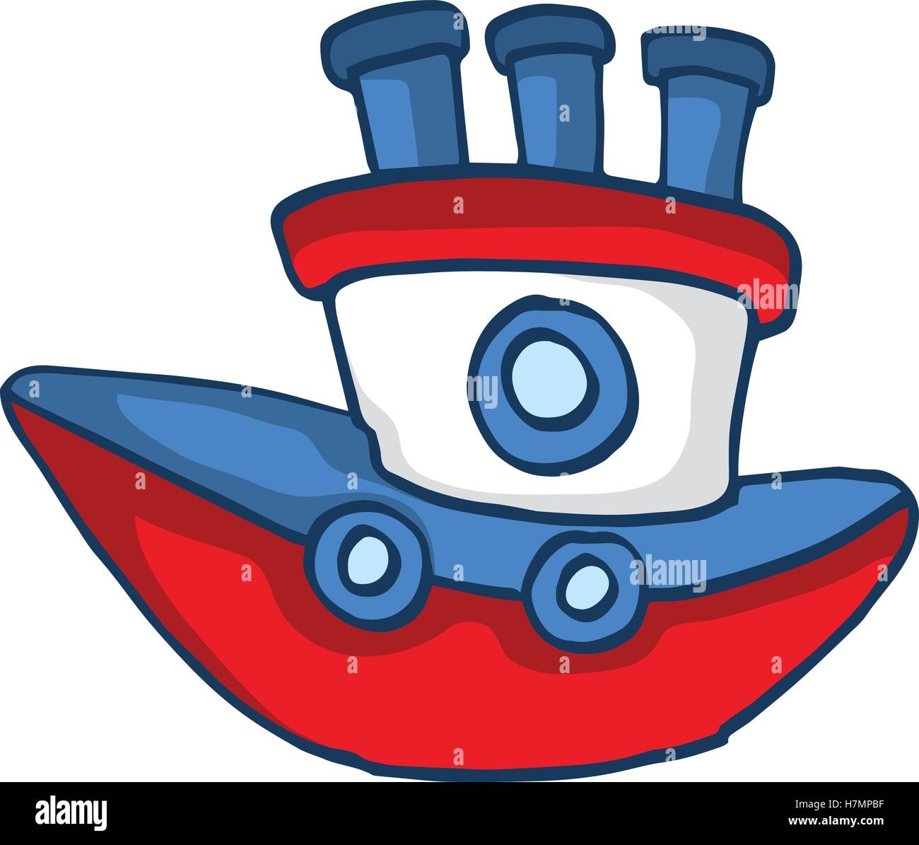 Modern Ship Cartoon Vector Illustration For Kids Design