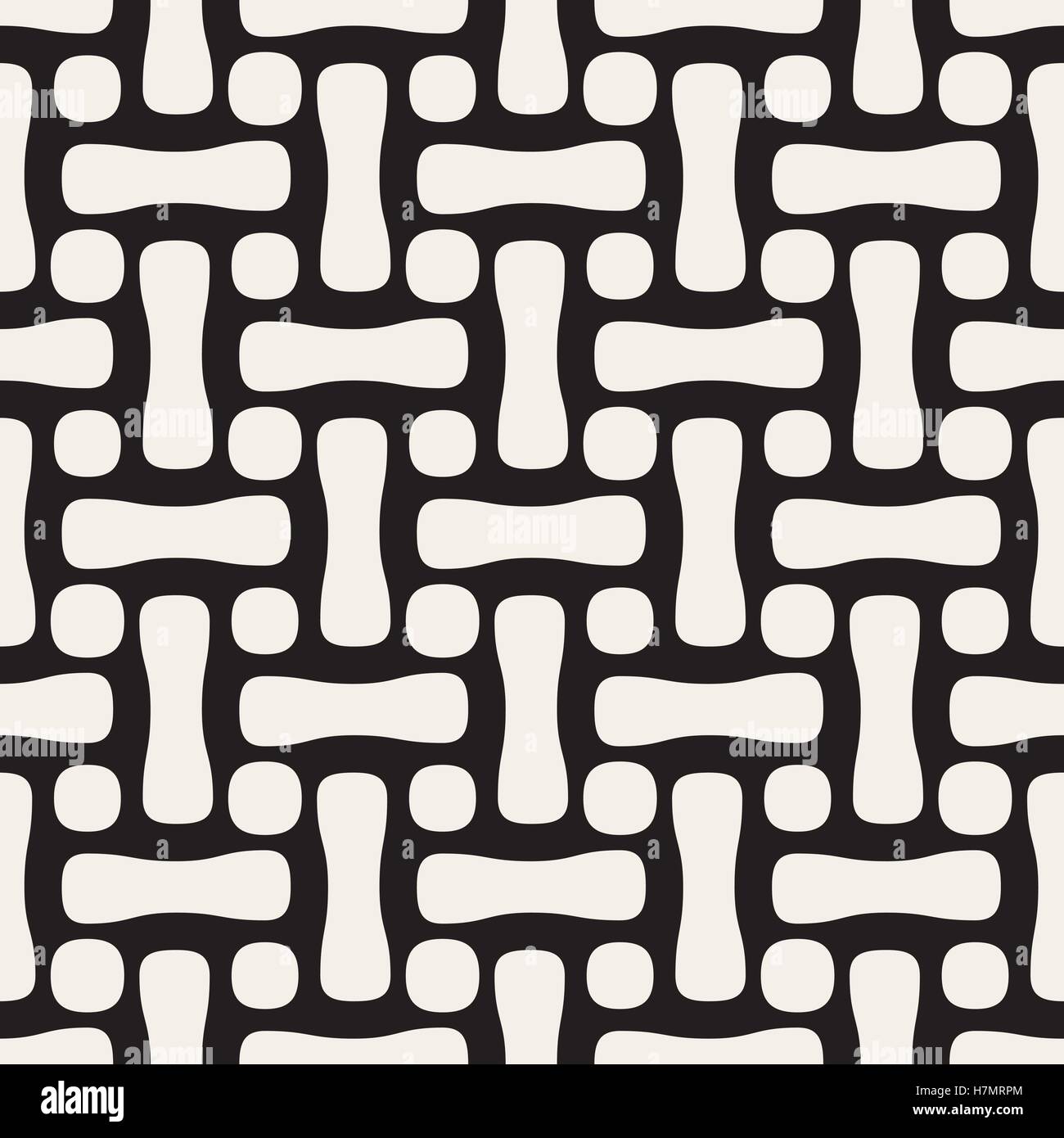 Vector Seamless Black and White Rounded Rectangles And Circles Lattice ...