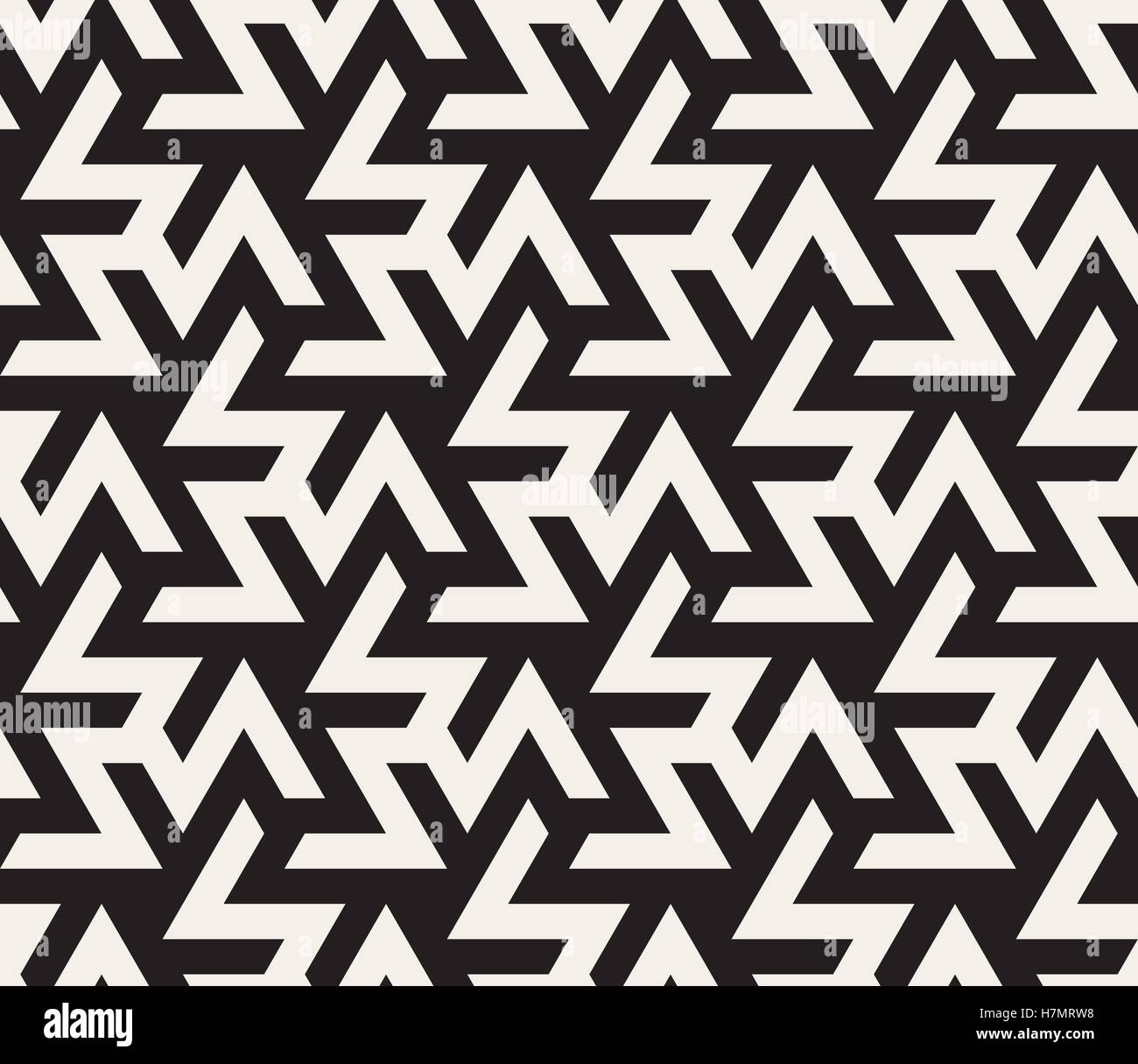 Vector Seamless Black And White  Geometric Triangle ZigZag Shape Islamic Pattern Abstract Background Stock Vector