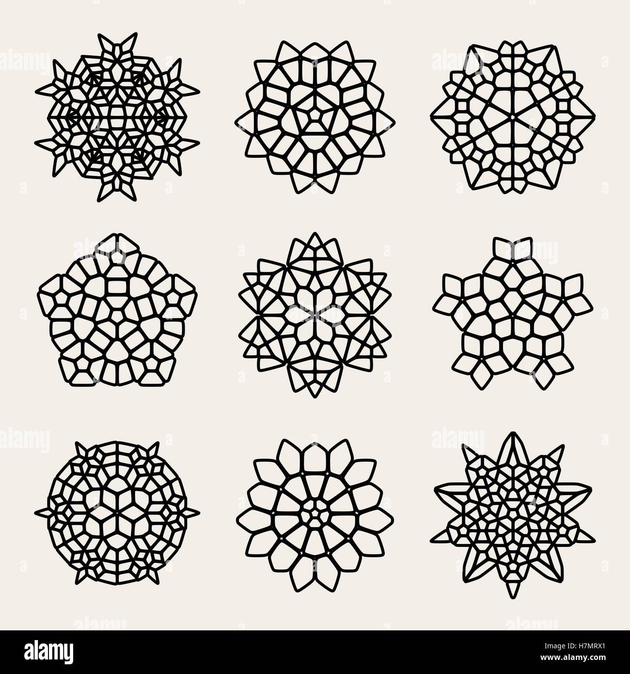 Vector Black And White Mandala Lace Ornaments Collection Design ...