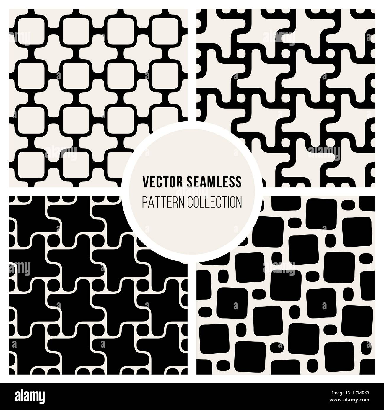 Set od Four Vector Seamless Black and White Geometric Pattern ...