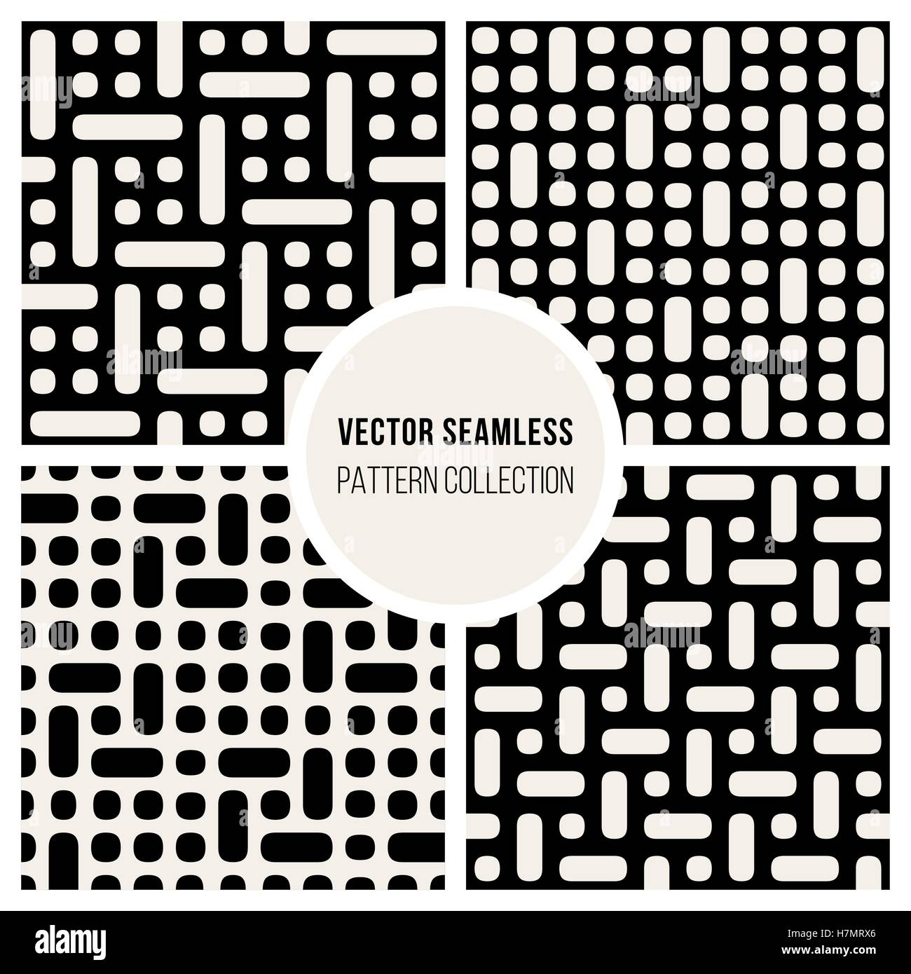 Set od Four Vector Seamless Black and White Geometric Pattern ...