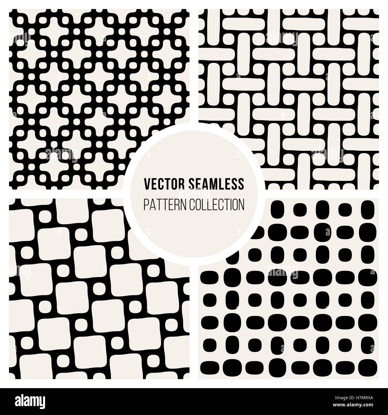 Set of four Vector Seamless Black and White Geometric Pattern ...