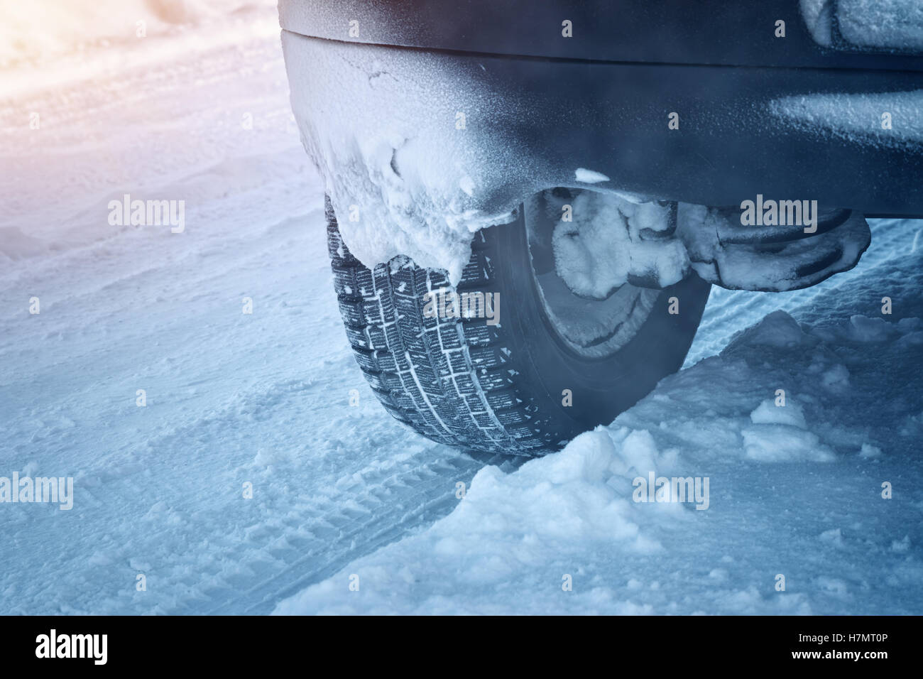 Closeup of car tires in winter Stock Photo Alamy