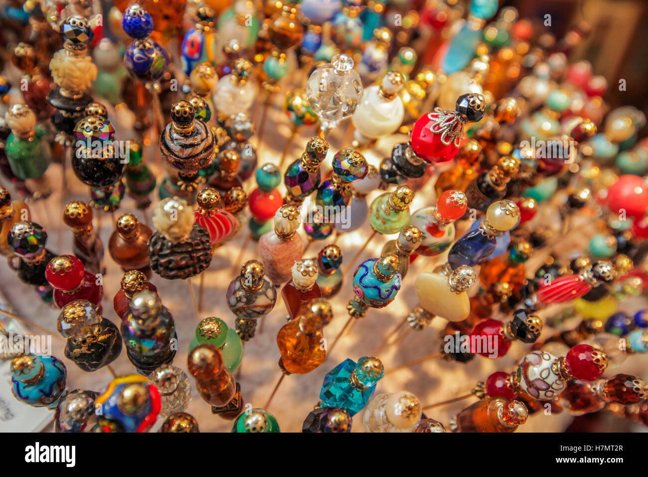 Old fashioned hair pins on sale on market in Covent Garden in London