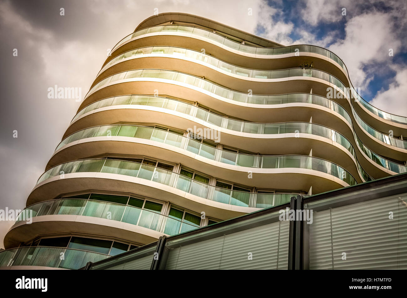 New, modern executive apartment building in Battersea area in London Stock Photo