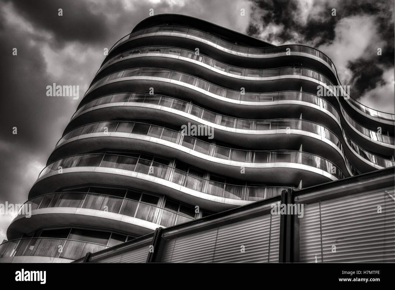 New, modern executive apartment building in Battersea area in London Stock Photo