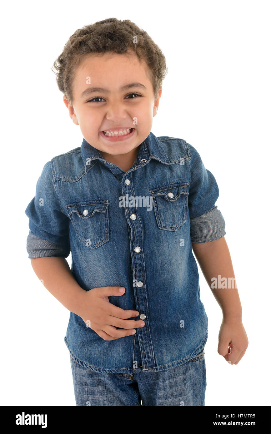 Funny Laughing Boy Isolated on A White Background Stock Photo Alamy