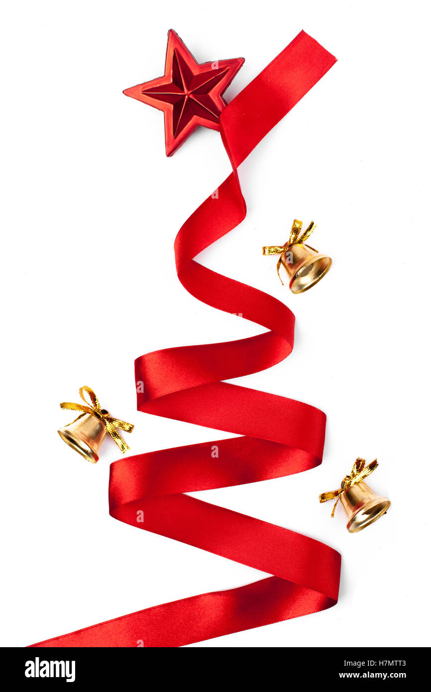 Christmas tree from ribbon background Stock Photo - Alamy