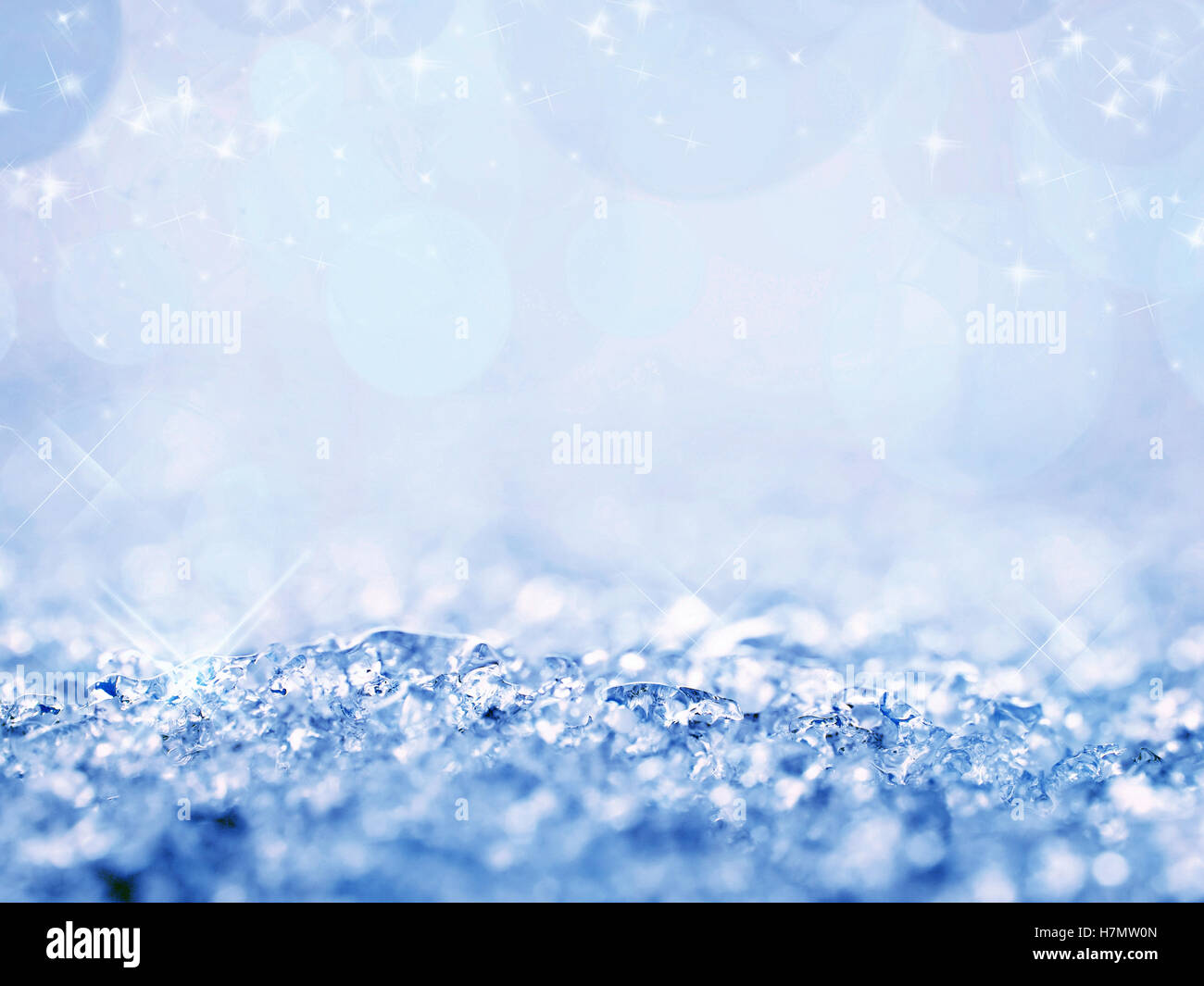 Blue  snow and bokeh christmas background Stock Photo