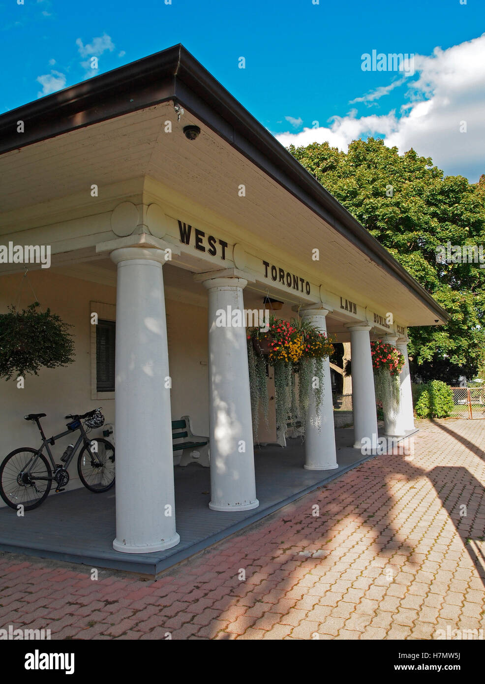 West Toronto Bowling Club's iconic clubhouse – it is in the style of a classical Greek temple Stock Photo