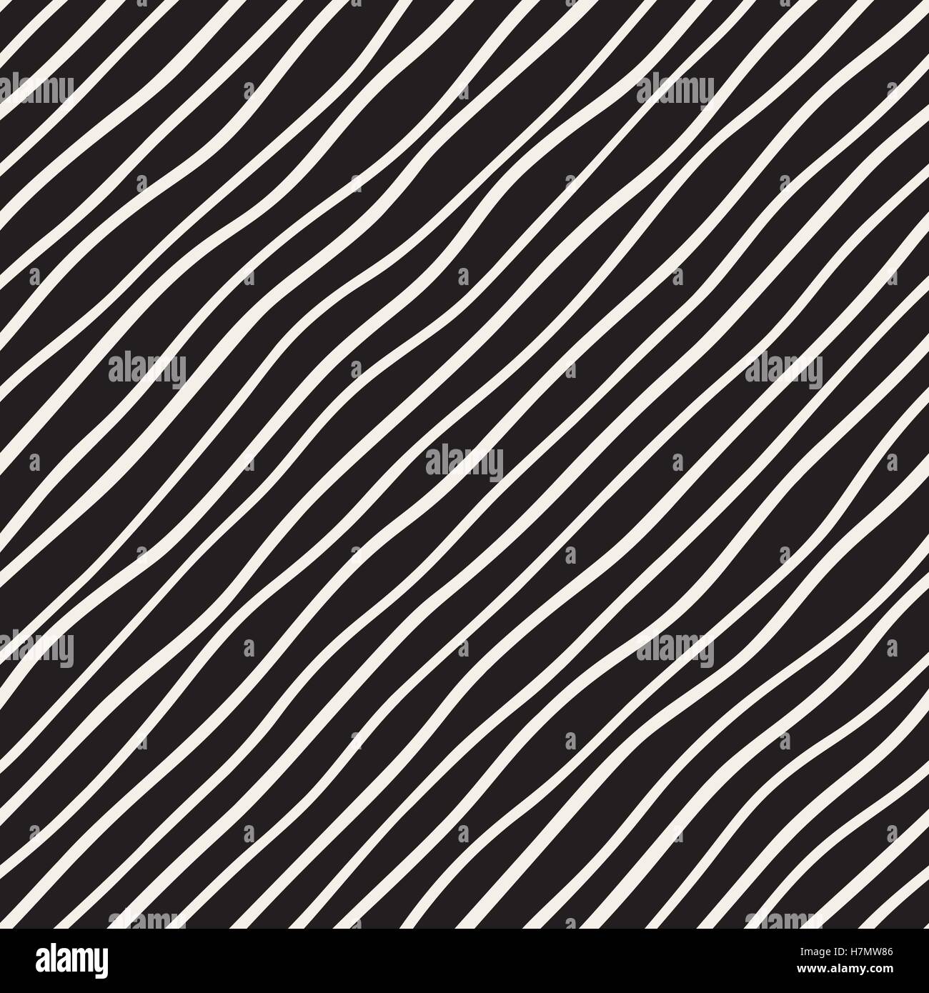 Vector Seamless Black and White Hand Drawn Diagonal Lines Pattern Stock ...