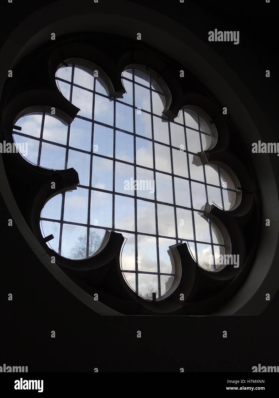 An unusual architectural window with blue sky Stock Photo - Alamy