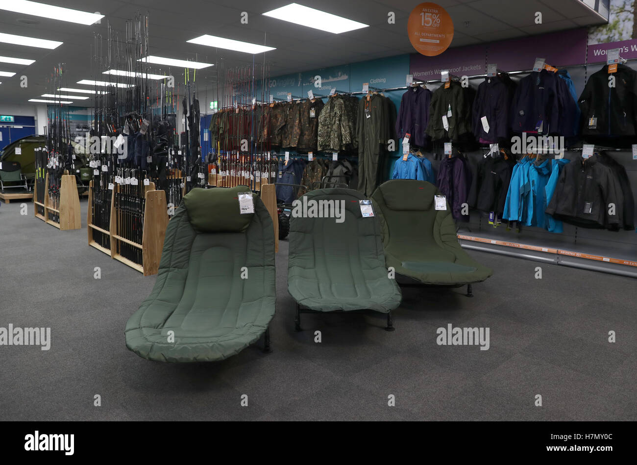 A general view of the shop floor at GO Outdoors Nottingham Stock Photo