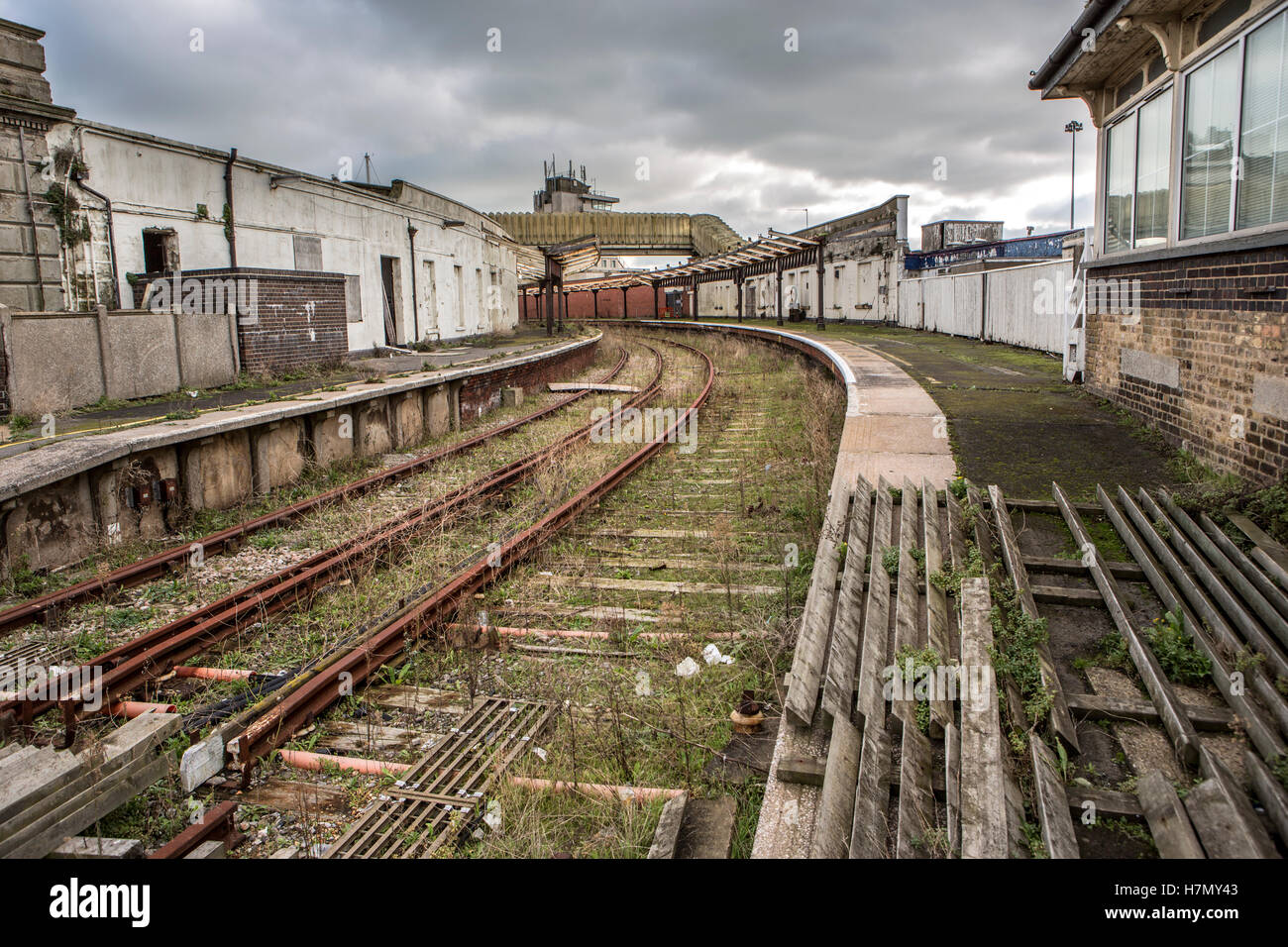 Folkestone old harbour railway station Stock Photo
