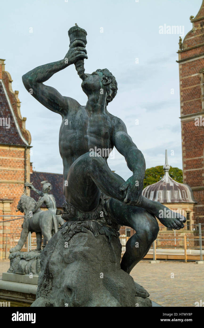 Detail of the Neptune Fountain in Frederiksborg Castle in Hillerod, Denmark Stock Photo
