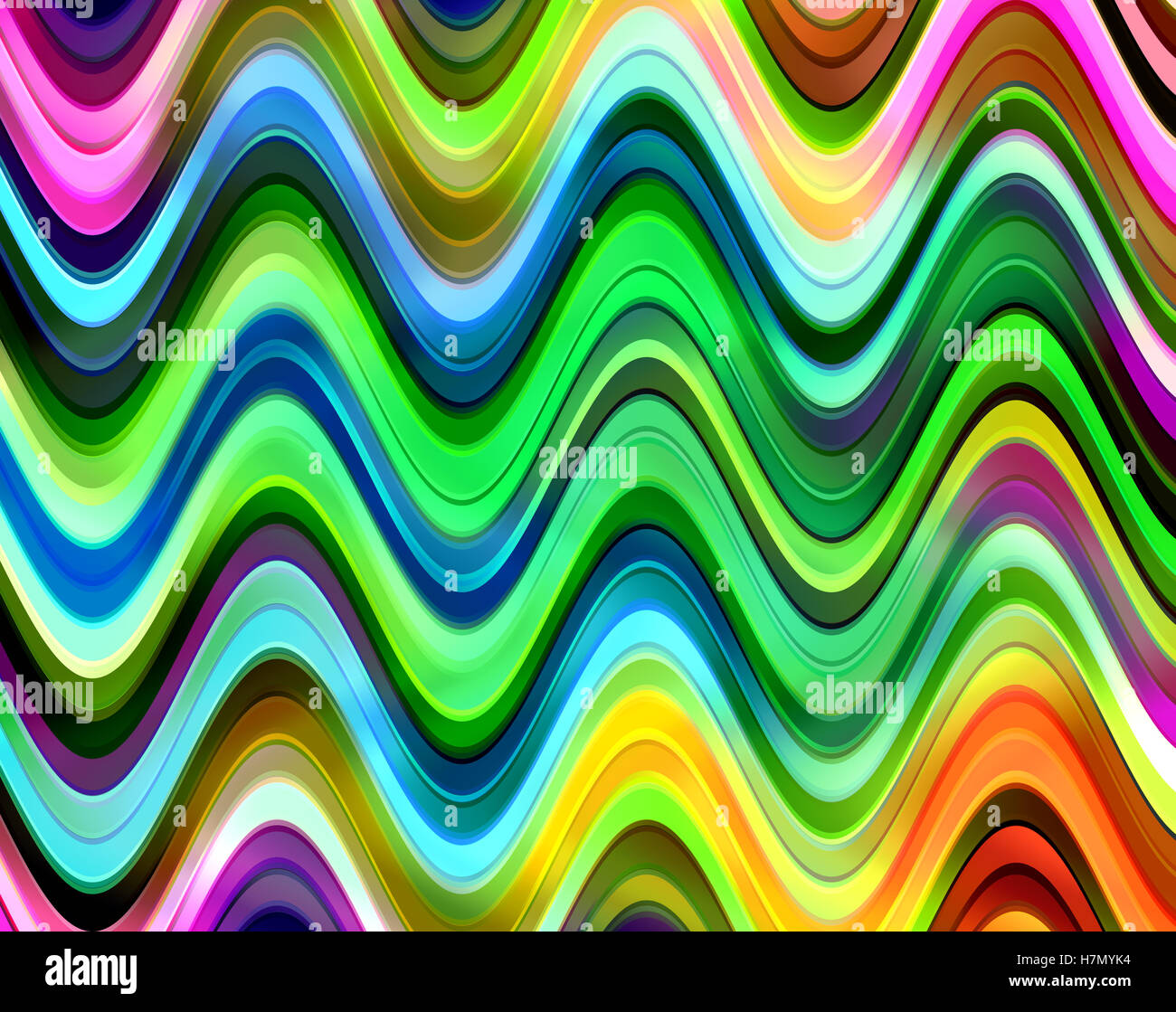 Multicoloured glowing digital waves pattern abstract illustration. Stock Photo