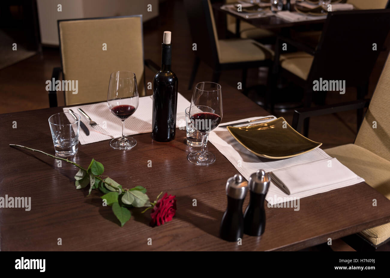 Wonderful big table in the restaurant Stock Photo
