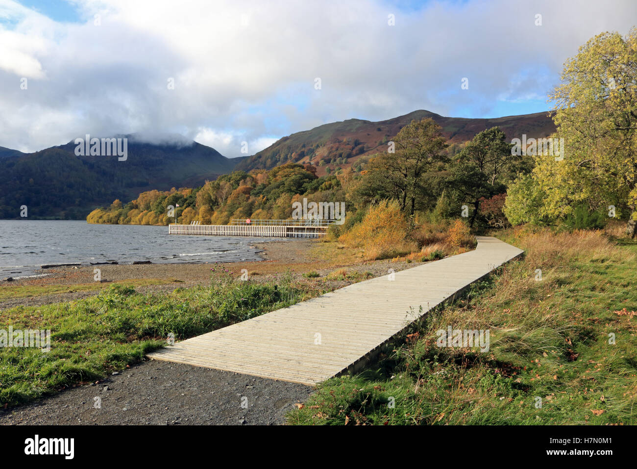Aira Force pier on Ullswater in Cumbria England UK Stock Photo