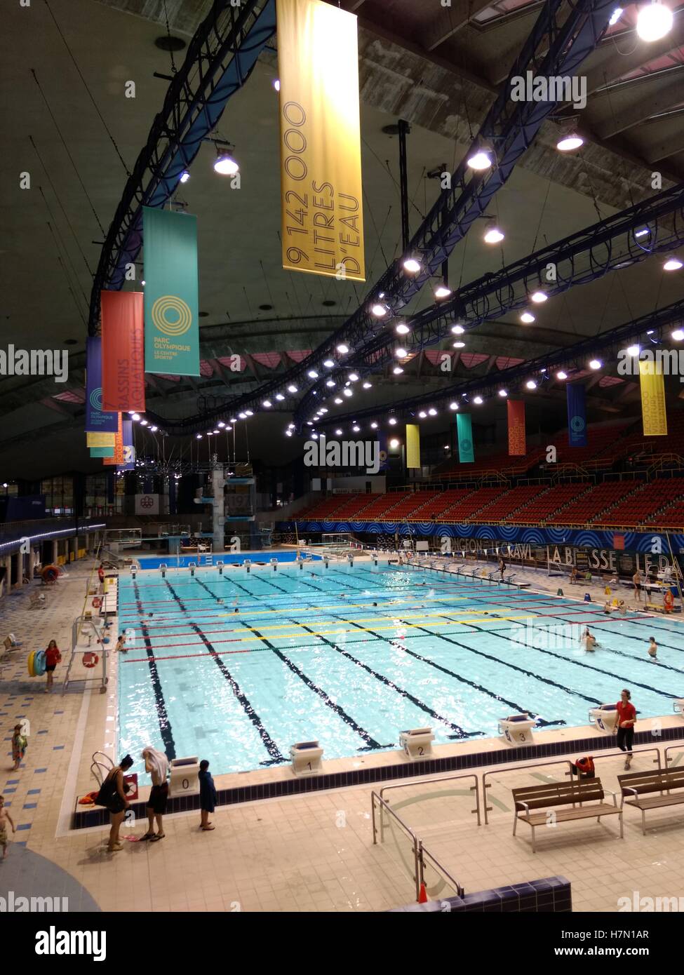 Olympic Park Sports Centre swimming pool in Montreal, Quebec, Canada Stock Photo