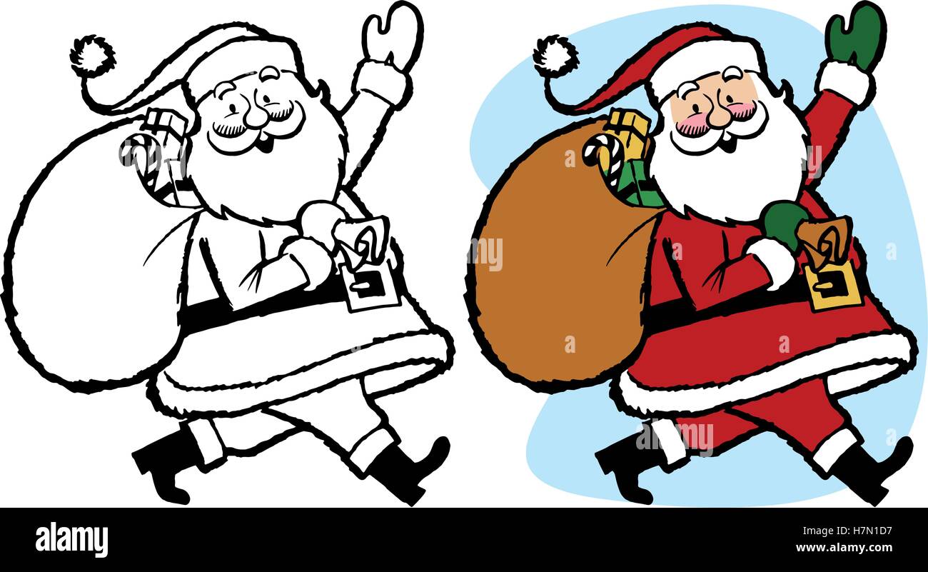 Santa Claus carrying a sack of presents Stock Vector Image & Art - Alamy