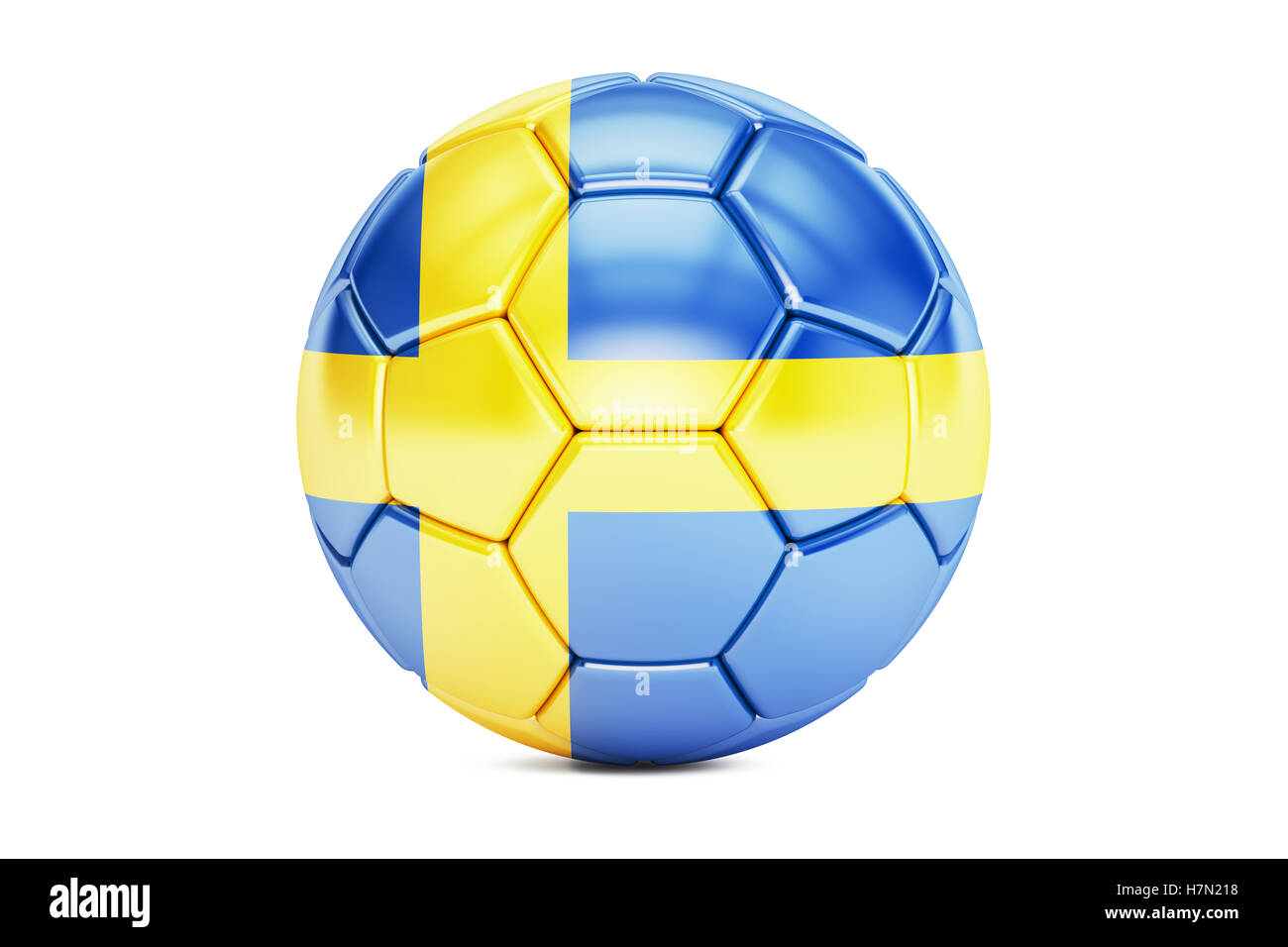football ball with flag of Sweden, 3D rendering Stock Photo