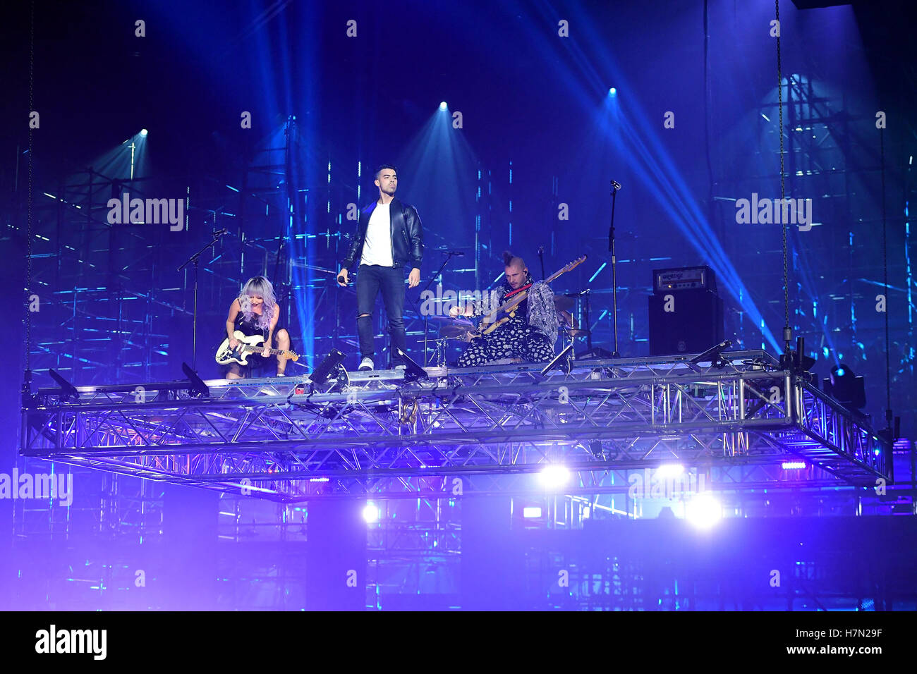 DNCE performs during the European MTV Europe Music Awards at the Ahoy Rotterdam, Netherlands. Stock Photo