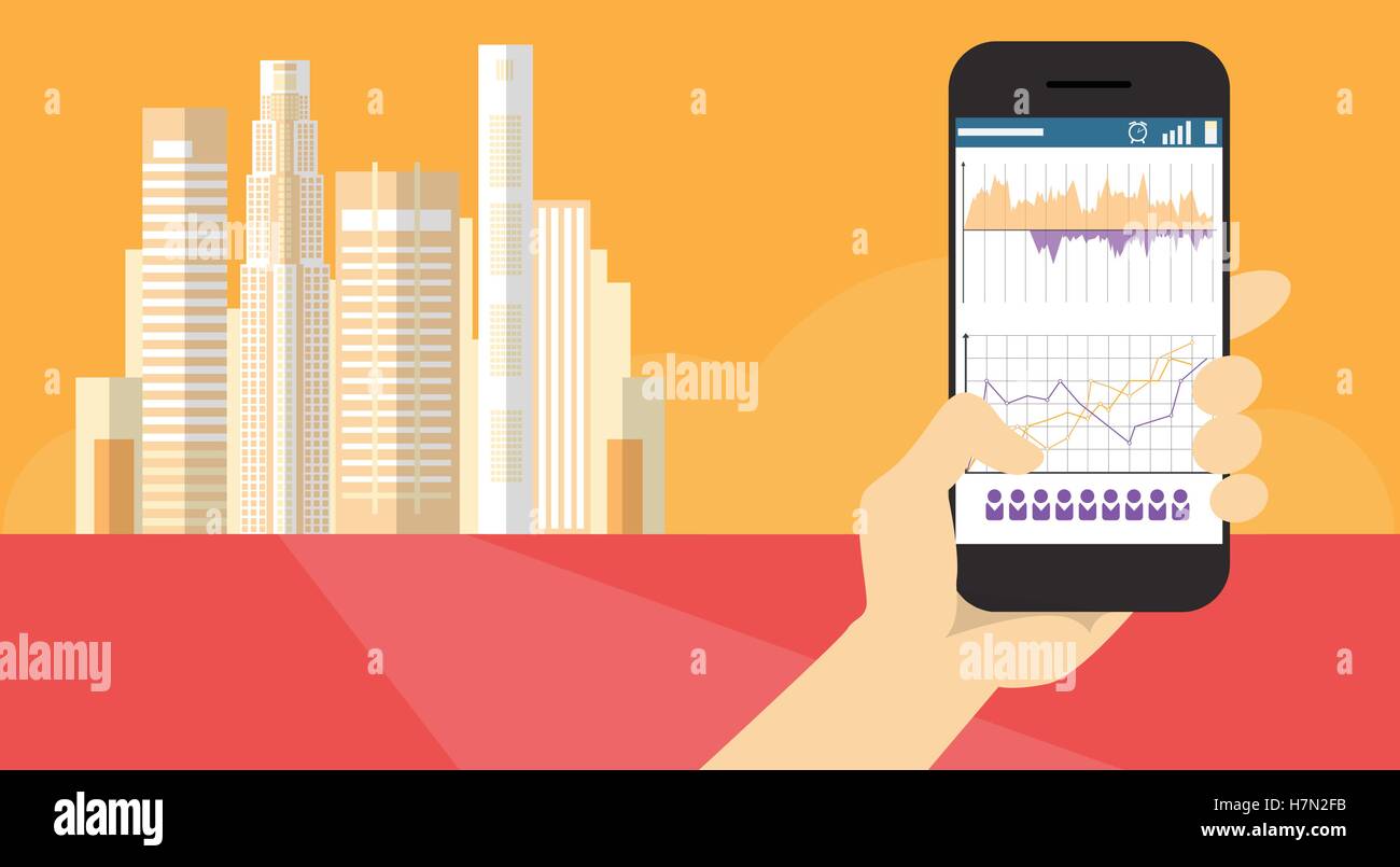 Hand Hold Cell Smart Phone Application Online Finance Business