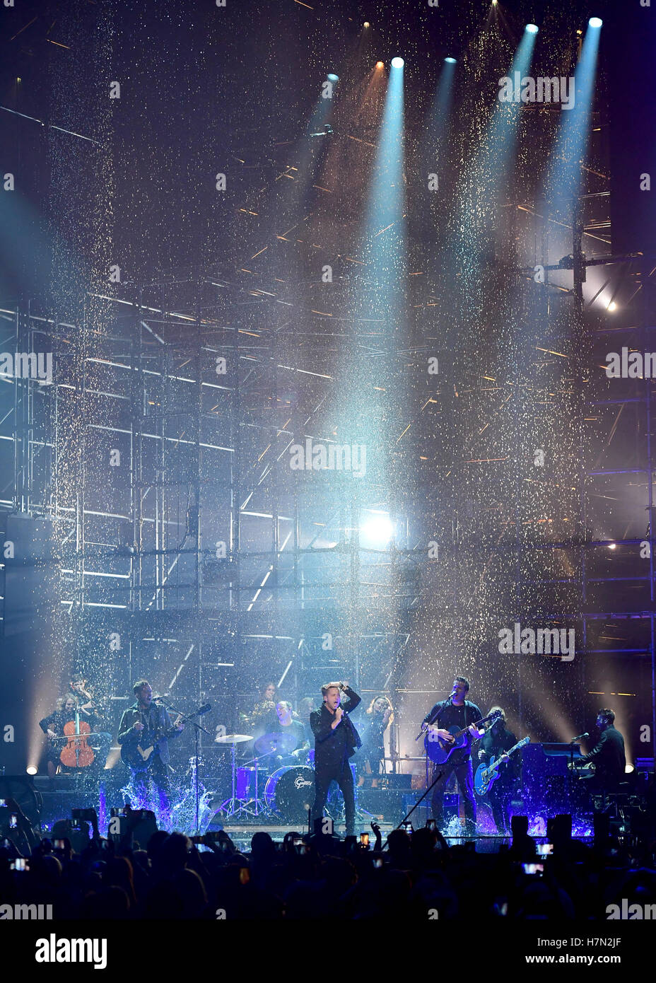 OneRepublic performs during the European MTV Europe Music Awards at the