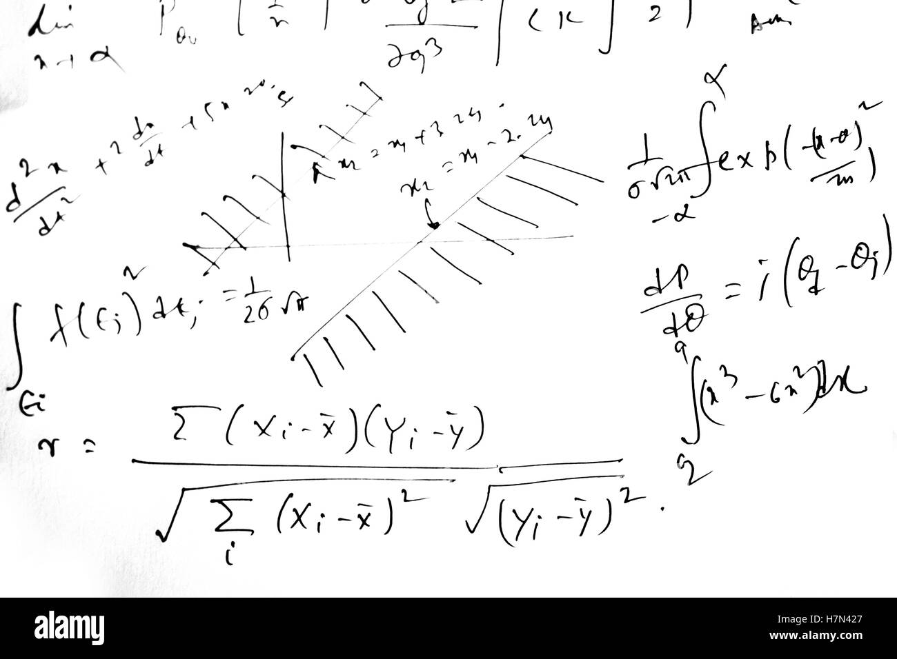 Mathematical formulas against white background Stock Photo - Alamy