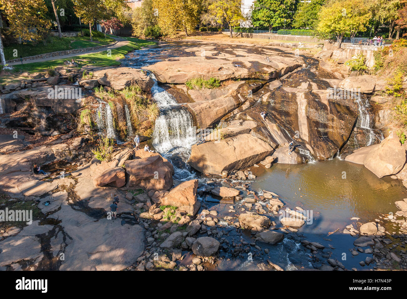 Falls Park on the Reedy in downtown Greenville, South Carolina, USA. Stock Photo