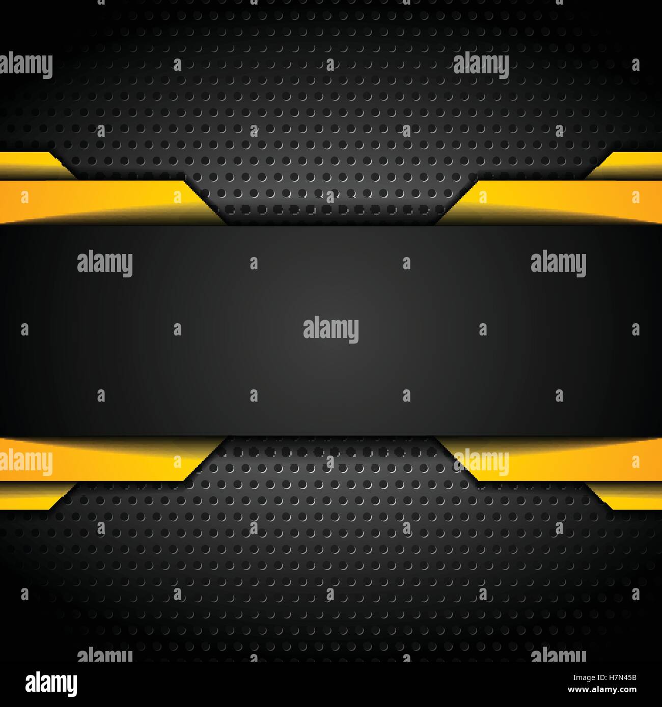 Black and orange design on dark metallic perforated background. Vector ...