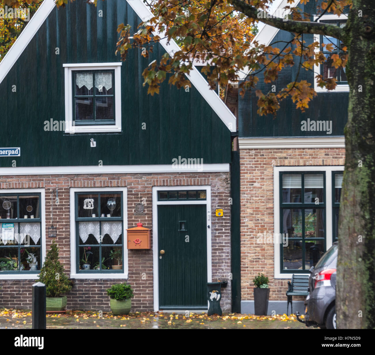 traditional dutch houses Zaandam village Autumn Stock Photo Alamy