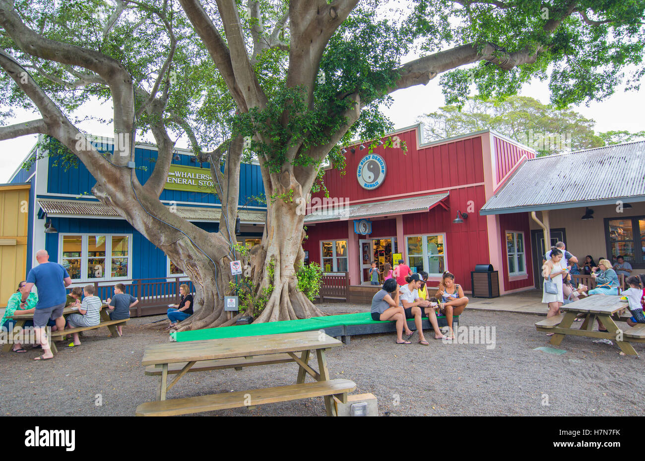 Haleiwa Hawaii Oahu North Shore Old Town Shops strip mall with shops