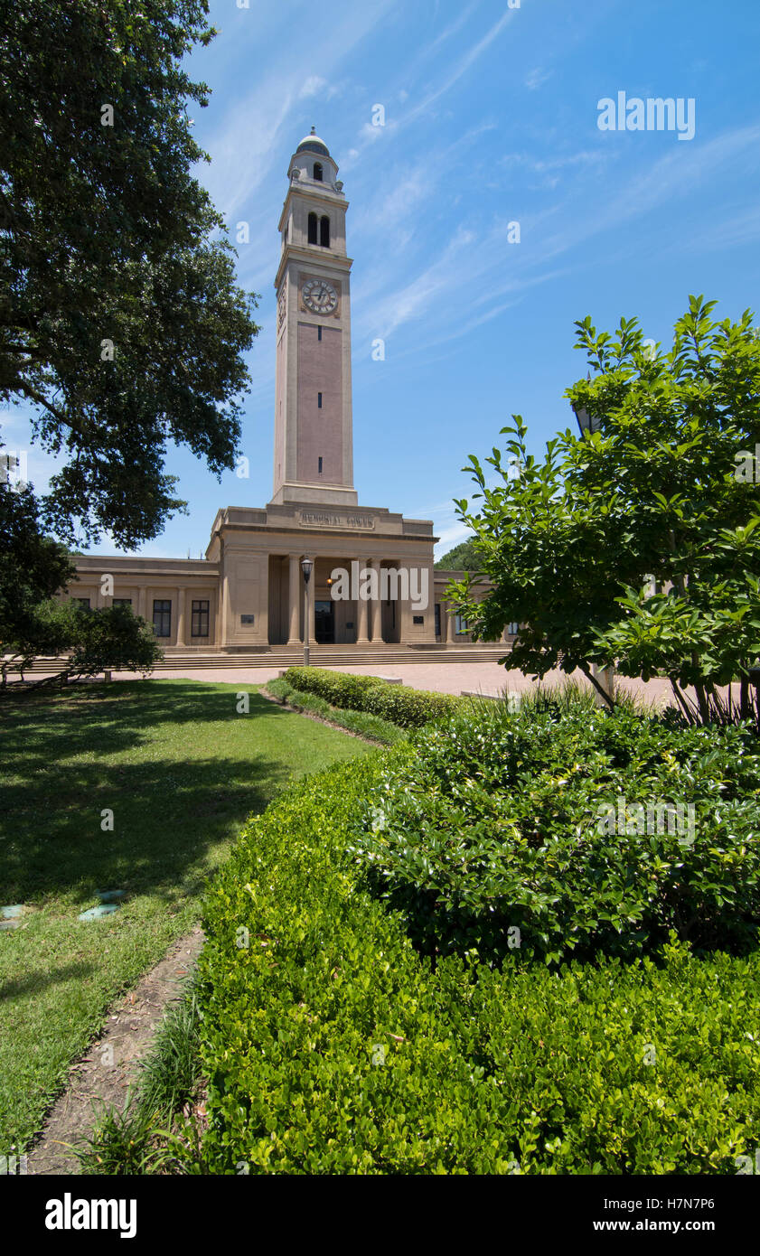 Baton Rouge Louisiana LSU Louisiana State University famous Memorial Tower at LSU Stock Photo