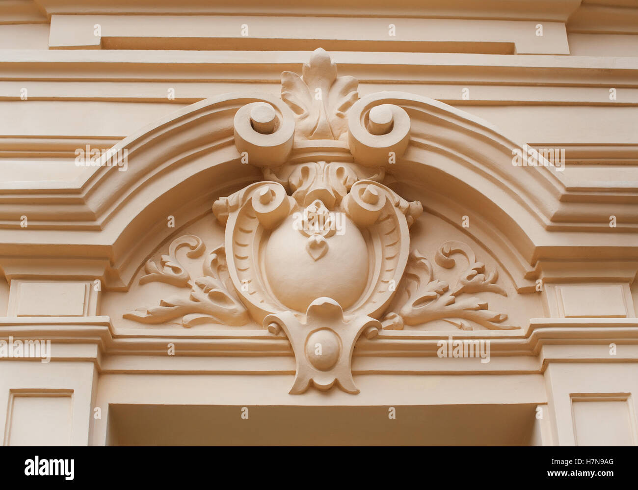 architectural molding on the wall outside the building Stock Photo