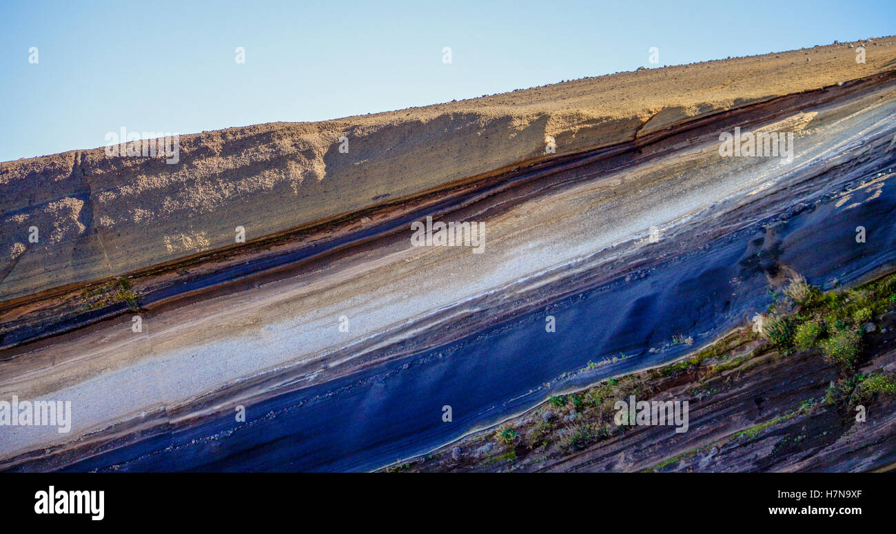 Geological layers in a section of rock Stock Photo