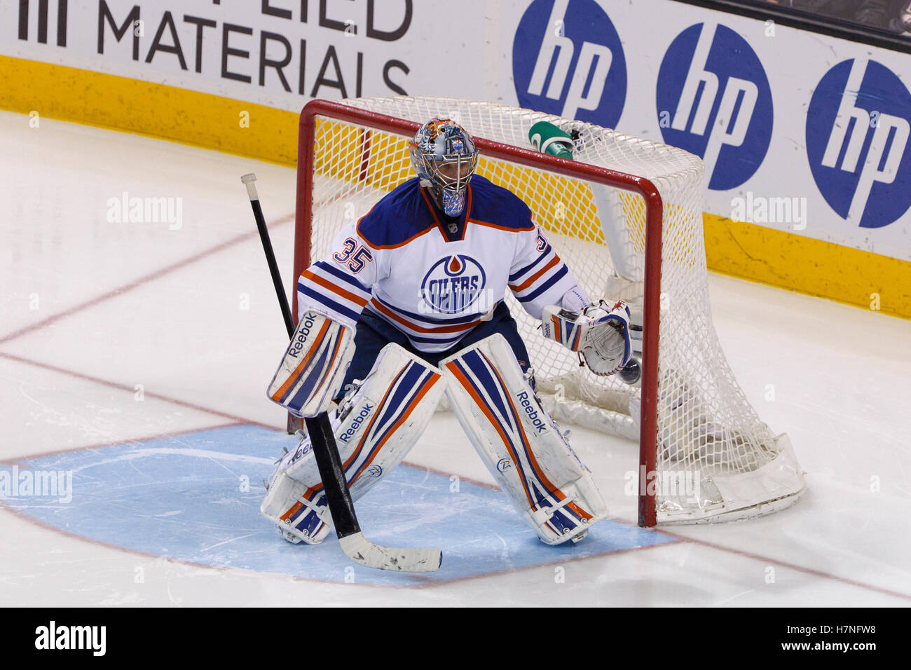 Dec 17, 2011; San Jose, CA, USA; Edmonton Oilers goalie Nikolai ...