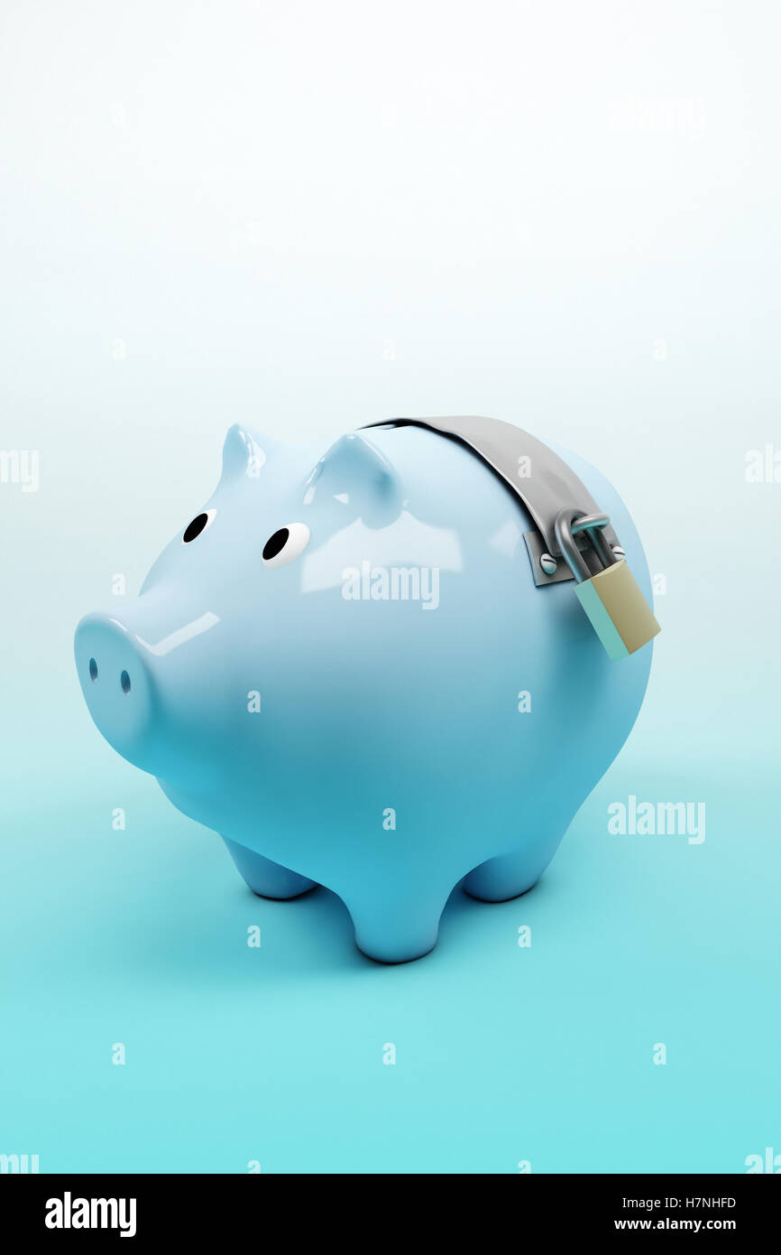 Piggy bank with padlock security Stock Photo Alamy