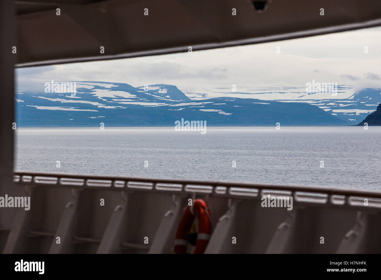 P&O Cruise Ship Azura anchored off Isafjordur, Iceland Stock Photo